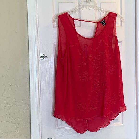 Torrid Chiffon Double Layer Tank Floral Embroidered Size 3X Pink - Picture 3 of 10
